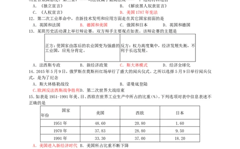 山东省淄博市2016年中考历史真题试题（含答案）_6.2015-2025年中考历史_2.历史中考真题2015-2024年_2016年全国中考历史107份