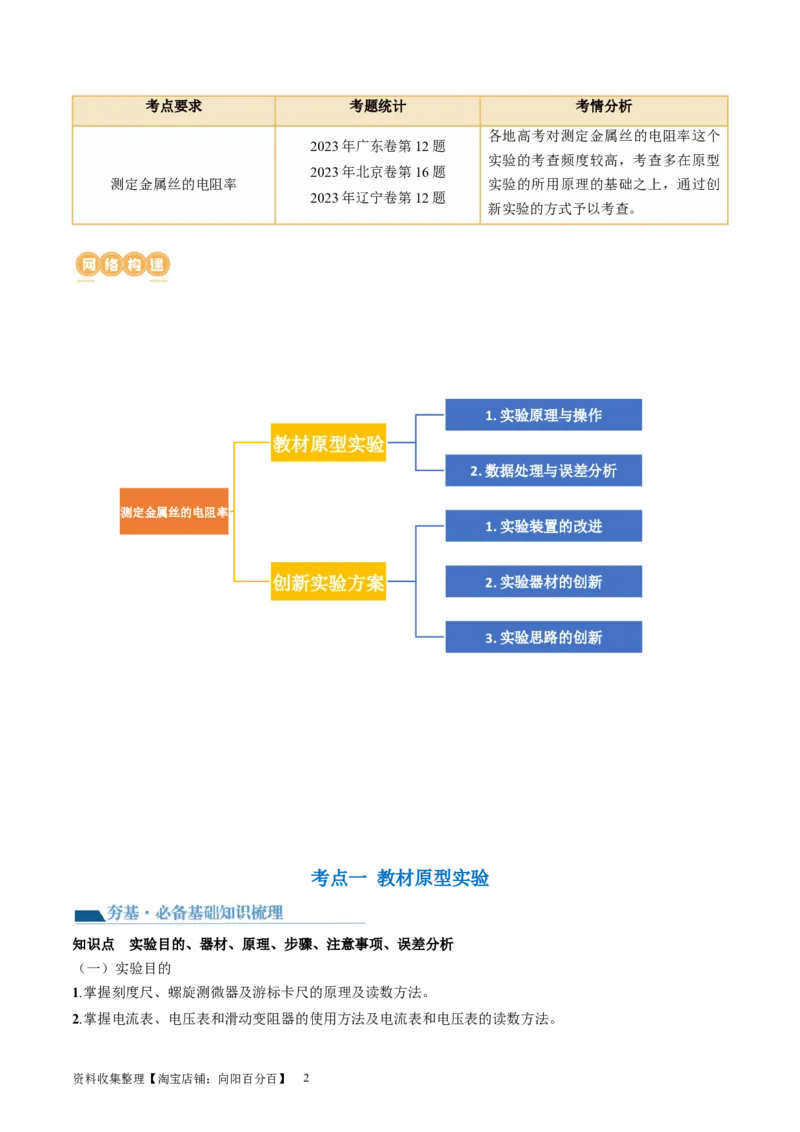 第46讲测定金属丝的电阻率（讲义）（解析版）_新高考复习资料_2024新高考复习资料_一轮复习资料_2024年高考物理一轮复习讲练测（讲义+练习+课件）（新高考）_讲义+练习