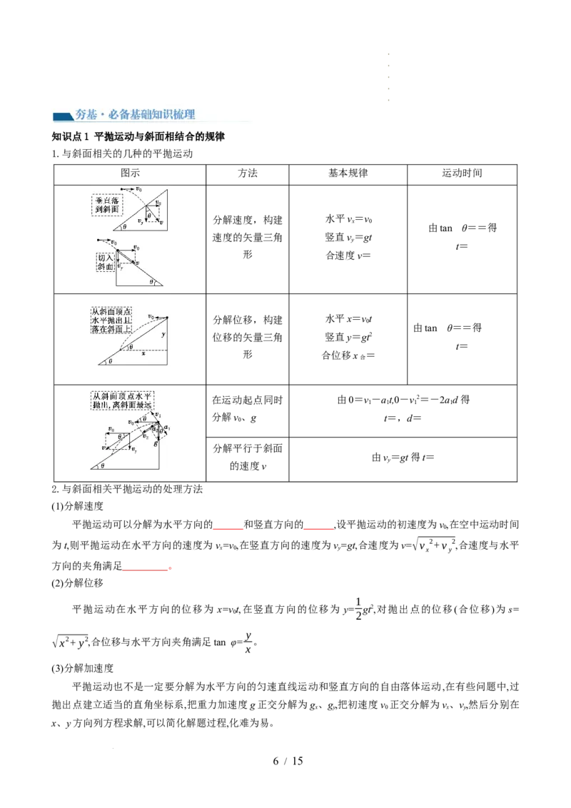 第17讲抛体运动（讲义）（原卷版）_新高考复习资料_2024新高考复习资料_一轮复习资料_2024年高考物理一轮复习讲练测（讲义+练习+课件）（新高考）_讲义+练习_第17讲抛体运动（讲义）