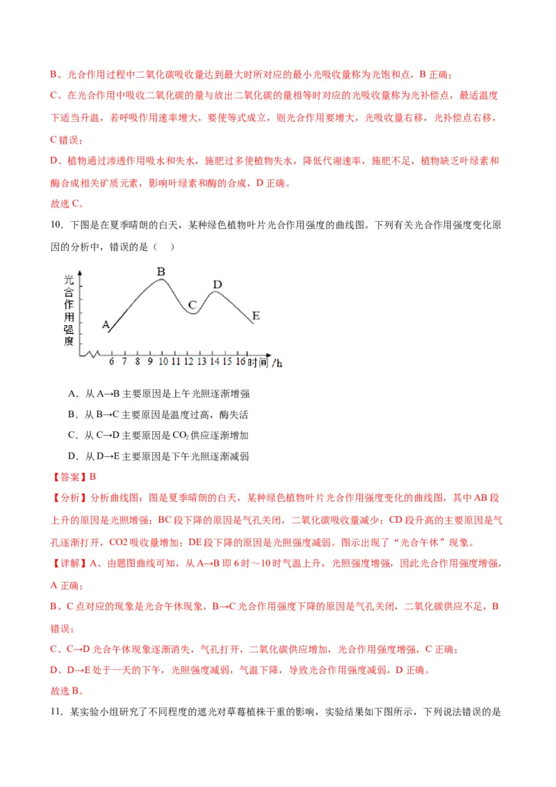 专题10光合作用（解析版)_2024年新高考资料_3.2024专项复习_备战2024年高考生物一轮复习重难点专项突破_专题10光合作用-备战2024年高考生物一轮复习重难点专项突破