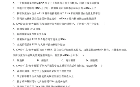 专题05遗传的分子基础-2022年高考真题和模拟题生物分专题训练（学生版）_2024年新高考资料_1.2024一轮复习_赠2022年高考生物真题与模拟题分类