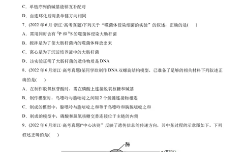 专题05遗传的分子基础-2022年高考真题和模拟题生物分专题训练（学生版）_2024年新高考资料_1.2024一轮复习_赠2022年高考生物真题与模拟题分类