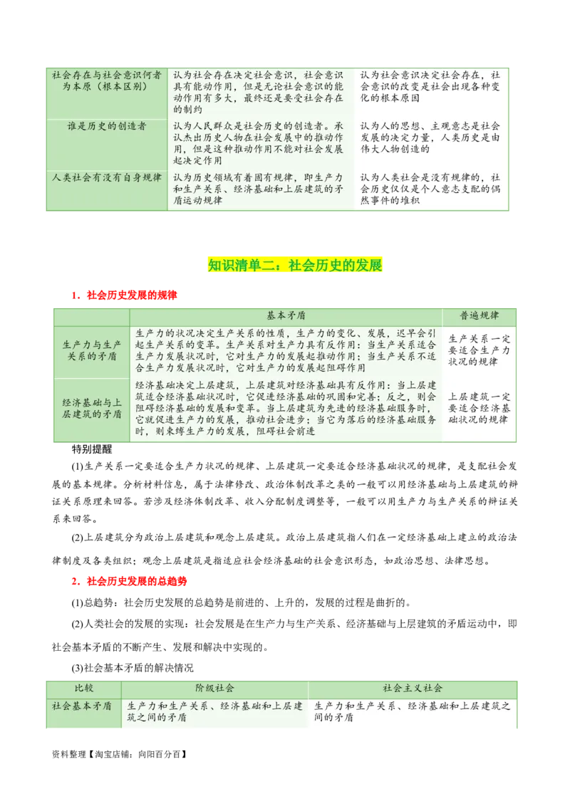 专题22寻觅社会的真谛_新高考复习资料_2024年新高考资料_一轮复习资料_口袋书2024年高考政治一轮复习知识清单（新高考通用）