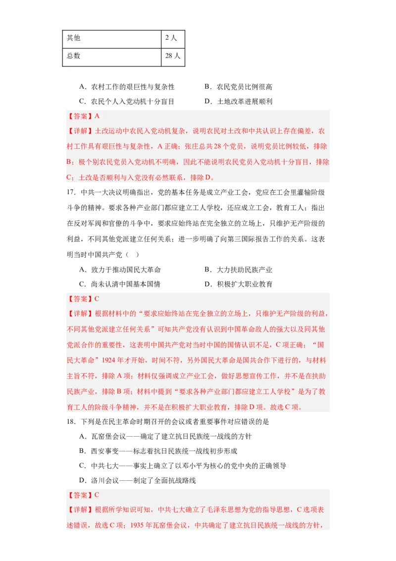 政治类热点--党史专题--2024届高三历史统编版二轮复习解析版_2024年新高考资料_2.2024二轮复习_2024届高三历史统编版二轮复习专项训练