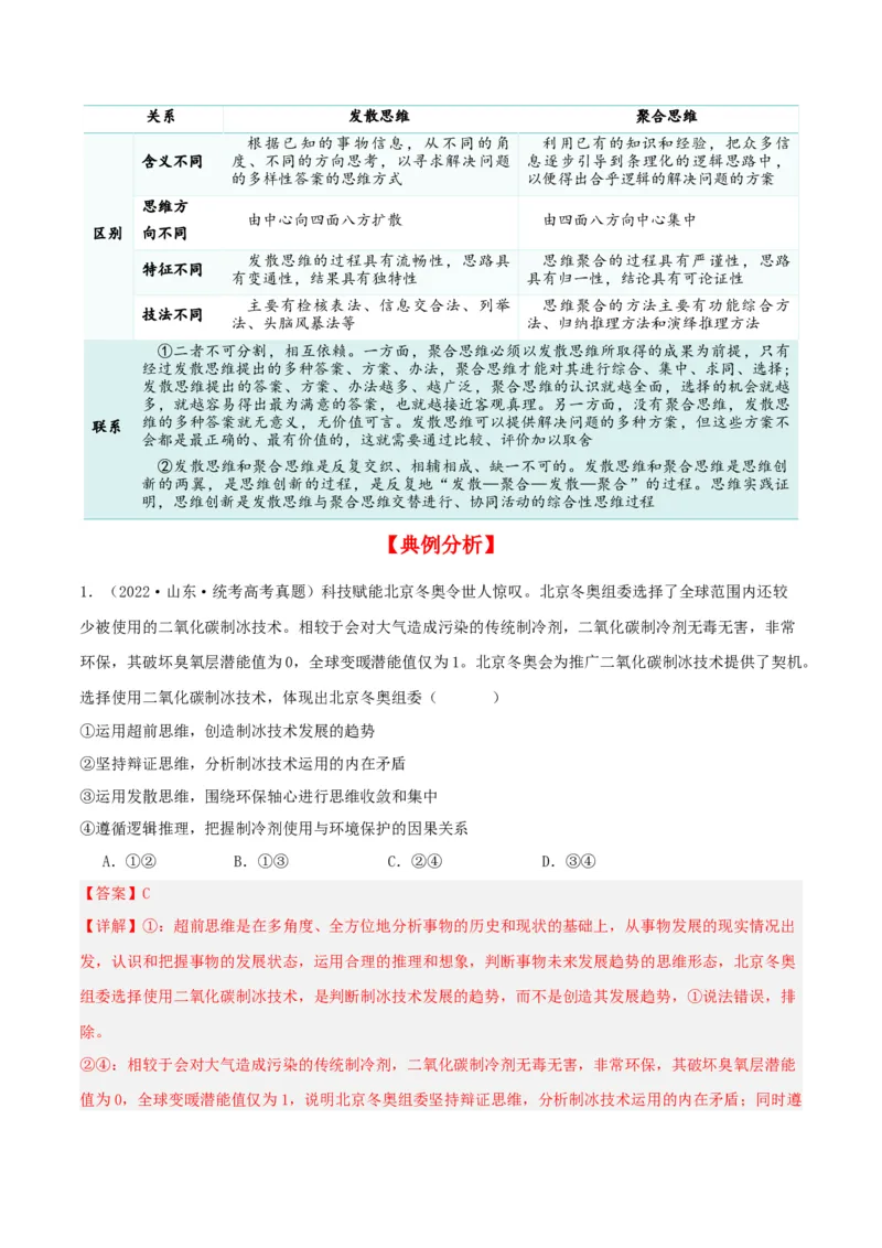 第12课创新思维要多路探索（精品讲义）_新高考复习资料_2024年新高考资料_一轮复习资料_完2024年高考政治一轮复习考点帮（课件+讲义+练习）（新教材新高考）