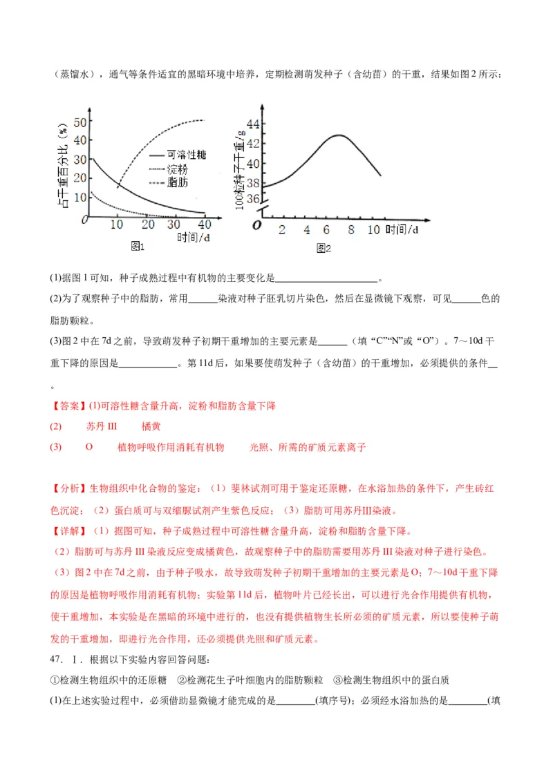 专题2细胞中的元素和化合物（解析版)_2024年新高考资料_3.2024专项复习_备战2024年高考生物一轮复习重难点专项突破
