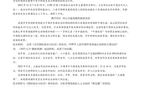 第09课中国与国际组织（练习）（原卷版）_新高考复习资料_2024年新高考资料_一轮复习资料_完2024年高考政治一轮复习讲练测（课件+讲义+练习）（新教材新高考）_选择性必修1