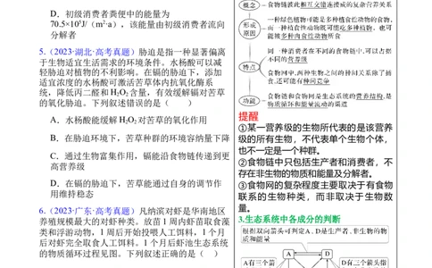 押新高考卷生态系统及人与环境（原卷版）-备战2024年高考生物临考题号押题（新高考通用）_2024年新高考资料_5.2024三轮冲刺_备战2024年高考生物临考题号押题（新高考通用）322745222