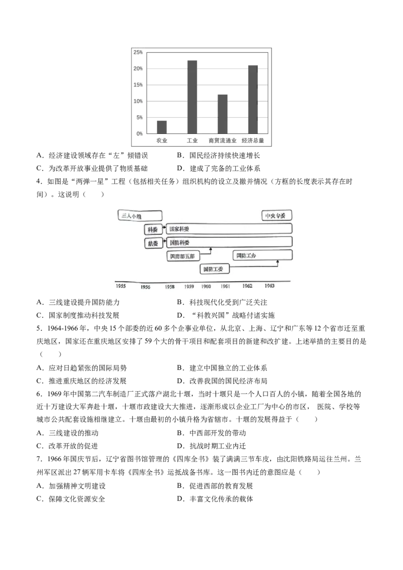 第18讲社会主义建设在探索中曲折发展（练习）（原卷版）_2025年新高考资料_一轮复习_2025年高考历史一轮复习讲练测（新教材新高考）