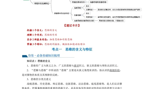 第01课走进思维世界（讲义）（原卷版）_新高考复习资料_2024年新高考资料_一轮复习资料_完2024年高考政治一轮复习讲练测（课件+讲义+练习）（新教材新高考）_选择性必修3