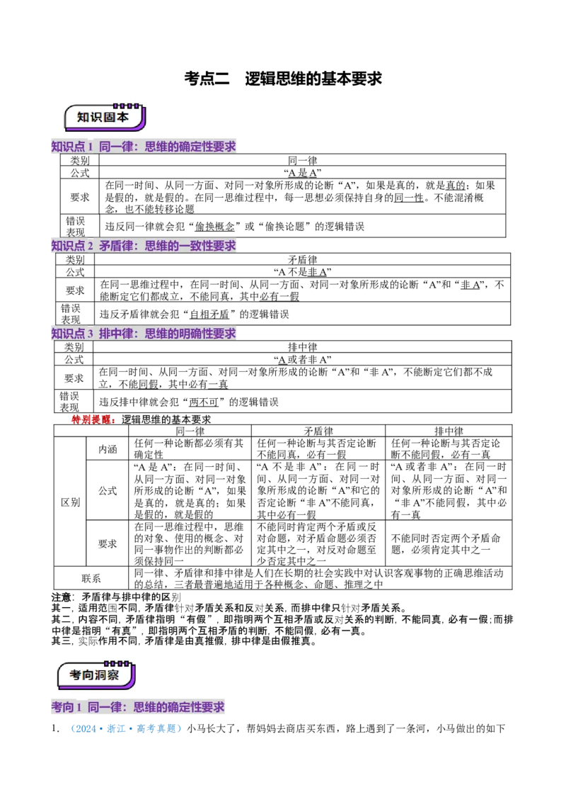 第02课把握逻辑要义（讲义）（原卷版）_新高考复习资料_2025年新高考资料_2025年高考政治一轮复习讲练测（新教材新高考）