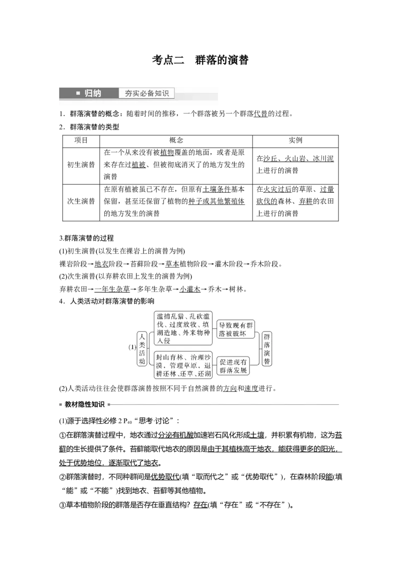 2024年高考生物一轮复习（新人教版）第9单元　第4课时　群落的主要类型及演替_2024年新高考资料_1.2024一轮复习_2024年高考生物一轮复习讲义（新人教版）