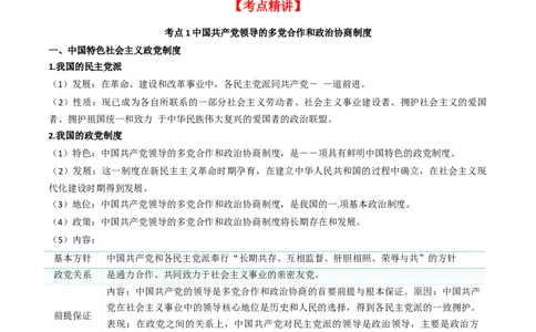 第六课我国的基本政治制度（精品讲义）_新高考复习资料_2024年新高考资料_一轮复习资料_完2024年高考政治一轮复习考点帮（课件+讲义+练习）（新教材新高考）