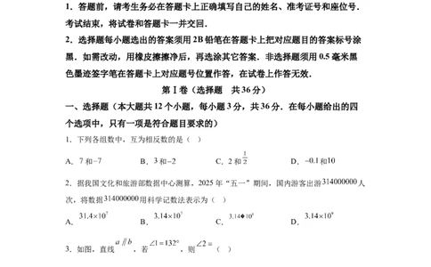 2025年四川省泸州市中考数学试题_2.2015-2025年中考数学_2.2025各省市数学_四川