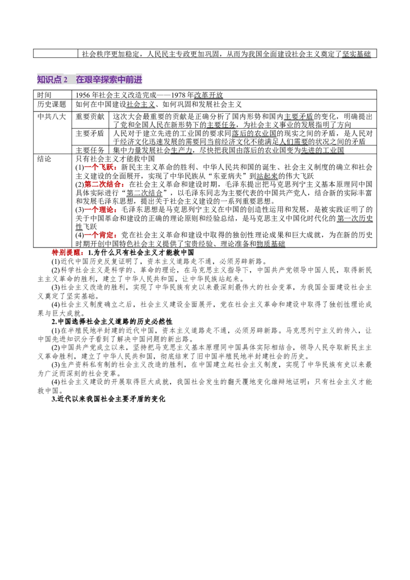 第02讲只有社会主义才能救中国（讲义）（原卷版）_新高考复习资料_2025年新高考资料_2025年高考政治一轮复习讲练测（新教材新高考）