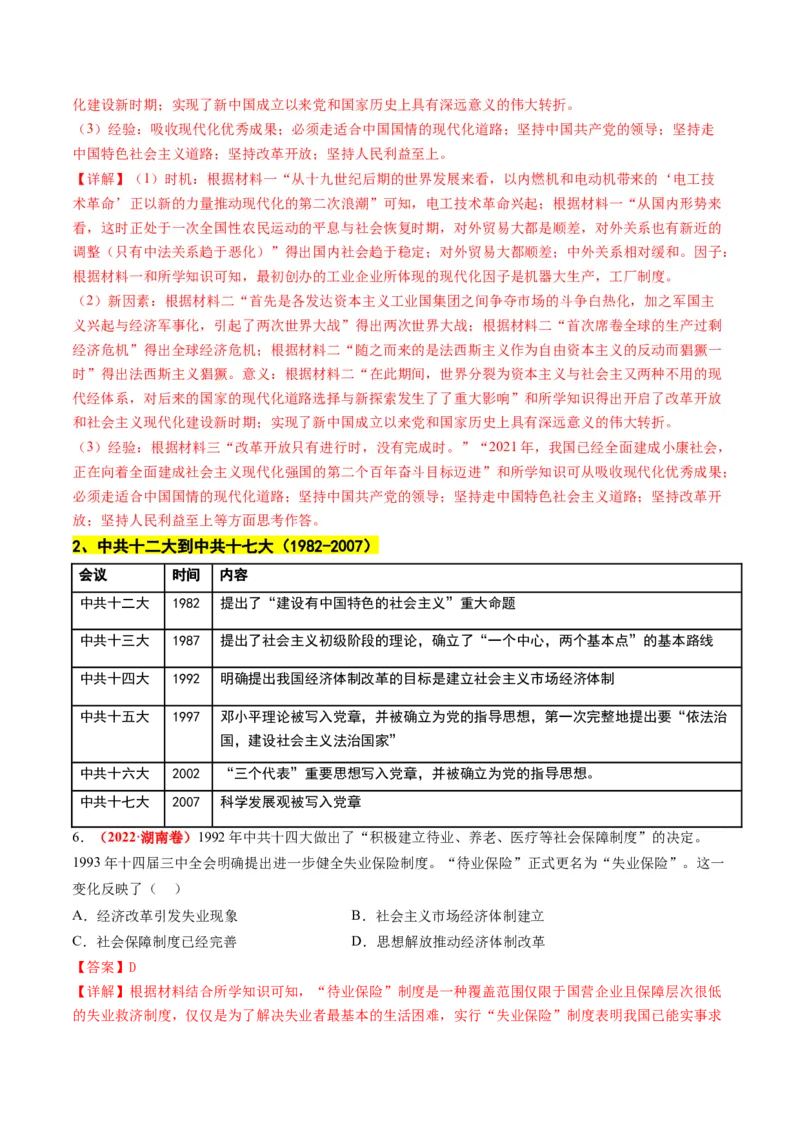 高考热点01红色党史，逐梦征程（讲义）（解析版）_2024年新高考资料_2.2024二轮复习_2024年高考历史二轮复习讲练测（新教材新高考）