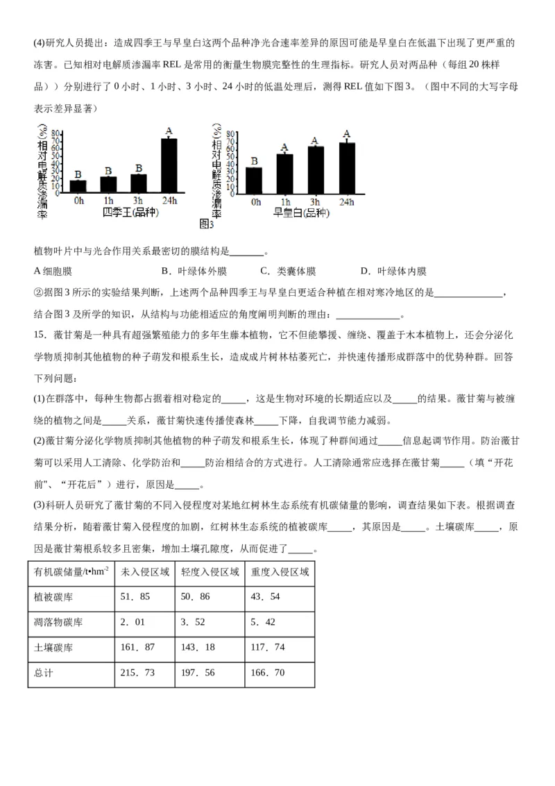 专题四生物与环境（综合题特训）-2024年高考生物二轮复习专题训练（全国通用）（解析版）_2024年新高考资料_2.2024二轮复习_2024年高考生物二轮复习专题训练（全国通用）
