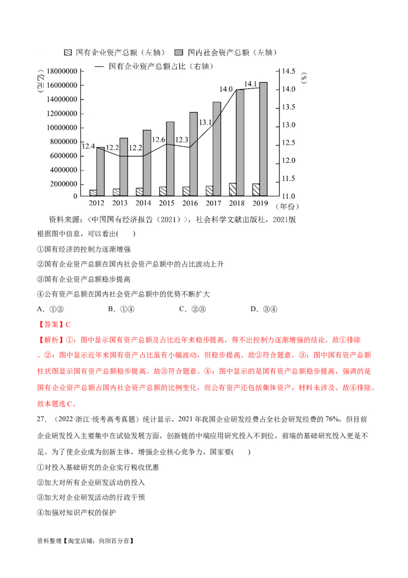 必刷题+高考真题+近两年（2022年、2023年）浙江卷政治真题（教师版）_新高考复习资料_2024年新高考资料_一轮复习资料_必刷高考真题