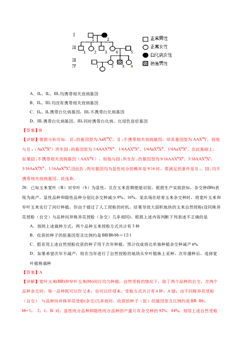专题四遗传的基本规律和人类遗传病（测试）（解析版）_2024年新高考资料_2.2024二轮复习_2024年高考生物二轮复习讲练测（新教材新高考）