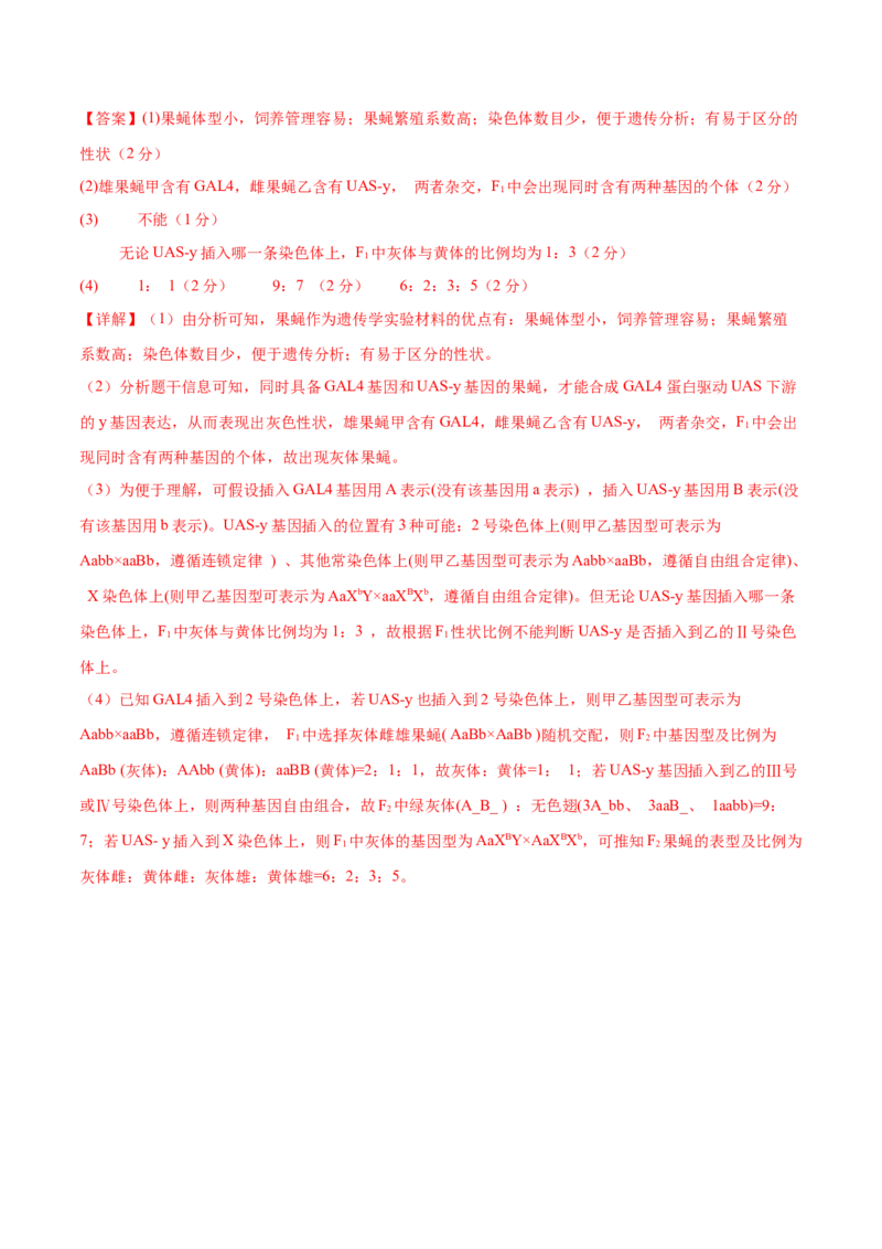 专题四遗传的基本规律和人类遗传病（测试）（解析版）_2024年新高考资料_2.2024二轮复习_2024年高考生物二轮复习讲练测（新教材新高考）