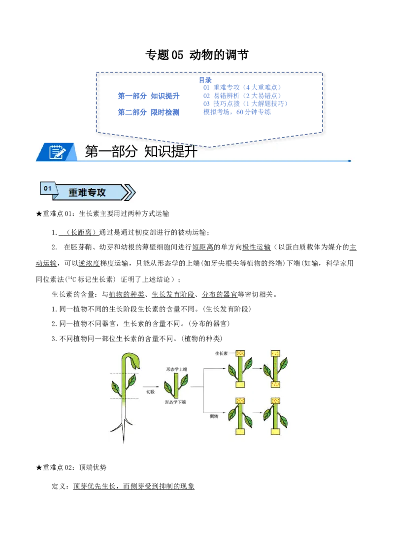 专题06植物生命活动的调节（解析版）_2024年新高考资料_3.2024专项复习_2024年高考生物热点&middot;重点&middot;难点专练（上海专用）
