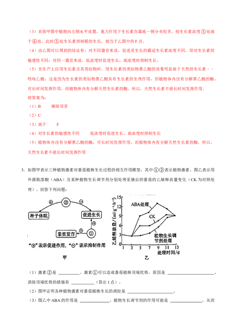 专题06植物生命活动的调节（解析版）_2024年新高考资料_3.2024专项复习_2024年高考生物热点&middot;重点&middot;难点专练（上海专用）