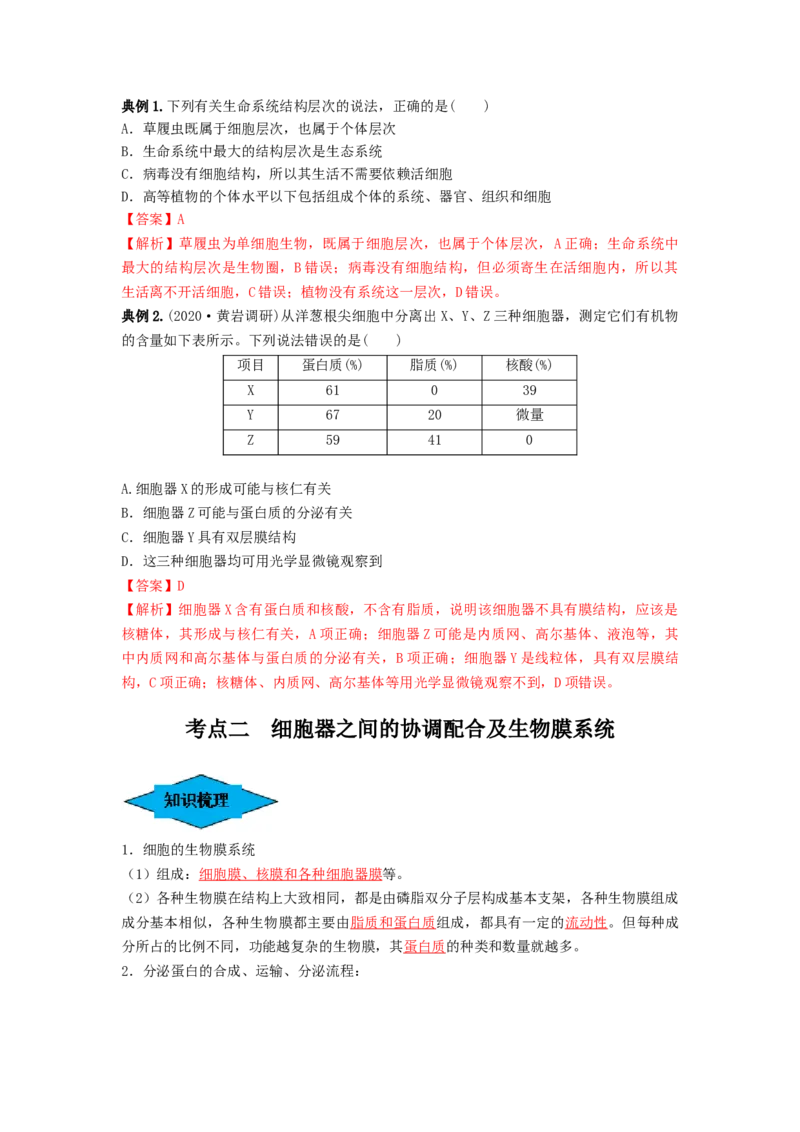 专题05细胞器和生物膜系统（串讲）（解析版）_2024年新高考资料_1.2024一轮复习_备战2024年高考生物一轮复习串讲精练（新高考专用）