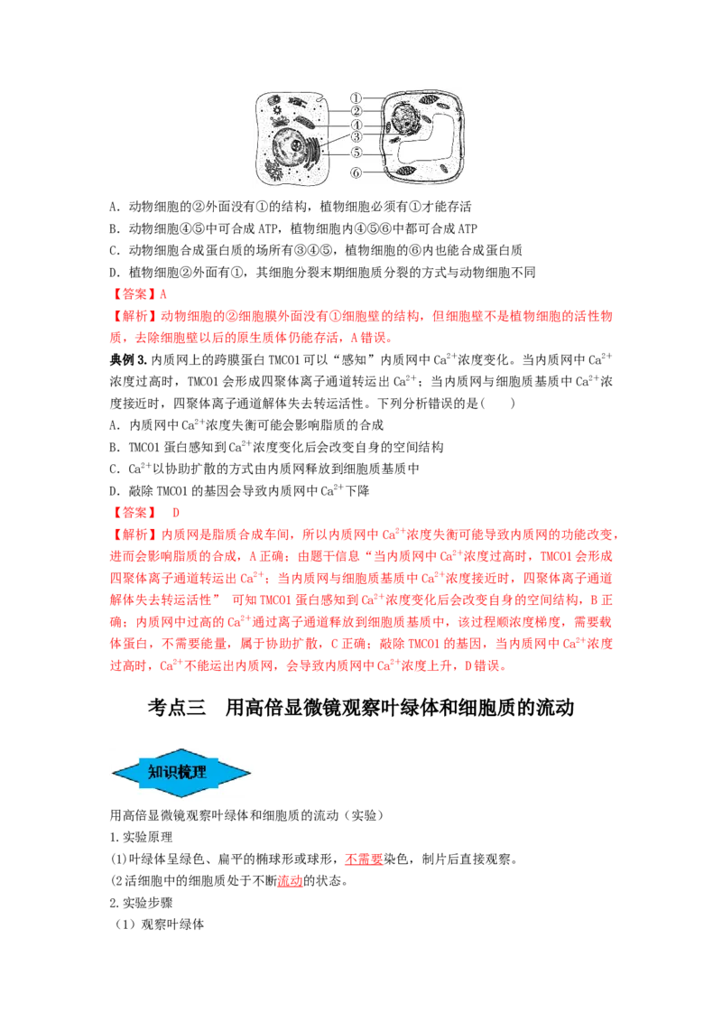 专题05细胞器和生物膜系统（串讲）（解析版）_2024年新高考资料_1.2024一轮复习_备战2024年高考生物一轮复习串讲精练（新高考专用）