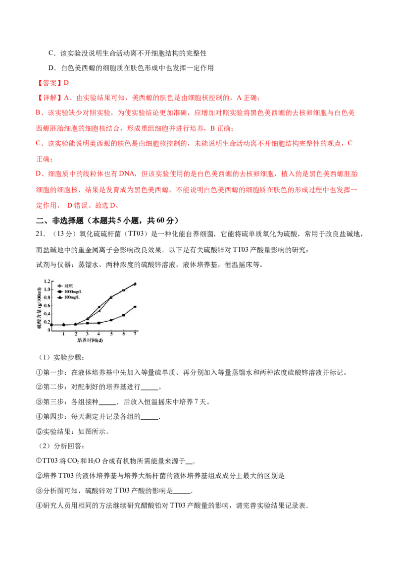 专题九实验与探究（测试）（解析版）_2024年新高考资料_2.2024二轮复习_2024年高考生物二轮复习讲练测（新教材新高考）