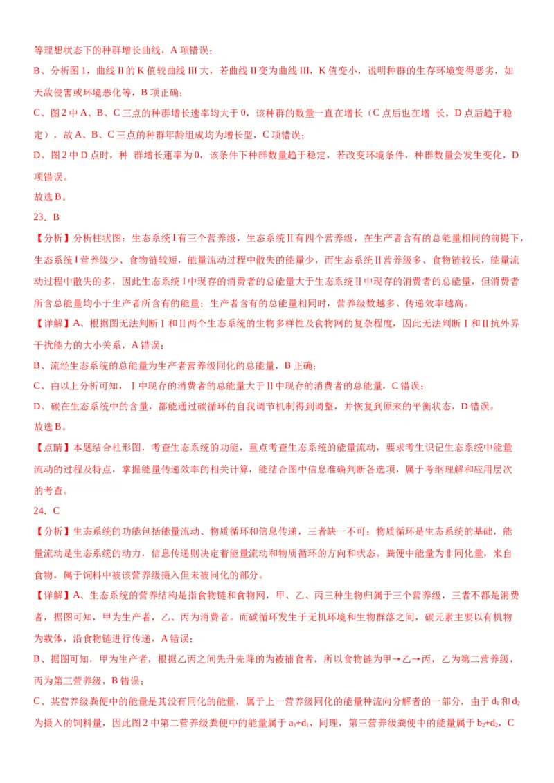专题四生物与环境（选择题特训）-2024年高考生物二轮复习专题训练（全国通用）（解析版）_2024年新高考资料_2.2024二轮复习_2024年高考生物二轮复习专题训练（全国通用）