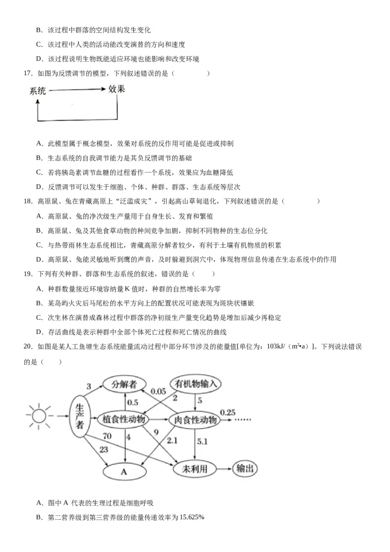 专题四生物与环境（选择题特训）-2024年高考生物二轮复习专题训练（全国通用）（解析版）_2024年新高考资料_2.2024二轮复习_2024年高考生物二轮复习专题训练（全国通用）