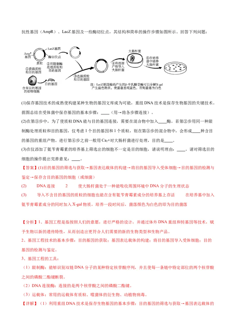 专题43基因工程（解析版）_2024年新高考资料_3.2024专项复习_备战2024年高考生物一轮复习重难点专项突破_专题43基因工程-备战2024年高考生物一轮复习重难点专项突破