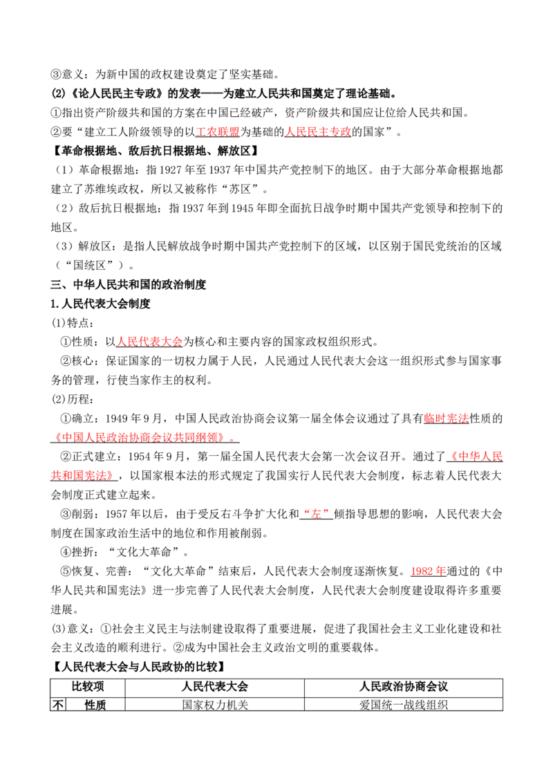 第一单元++政治制度+-背记手册高中历史全册最新核心考点必背清单（选择性必修一二三）_2024年新高考资料_1.2024一轮复习_选择性必修1：国家制度与社会治理