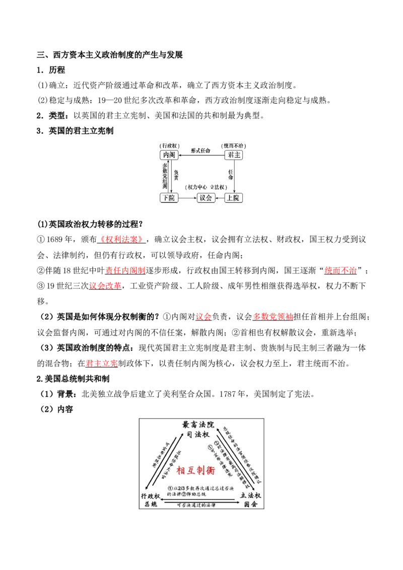 第一单元++政治制度+-背记手册高中历史全册最新核心考点必背清单（选择性必修一二三）_2024年新高考资料_1.2024一轮复习_选择性必修1：国家制度与社会治理