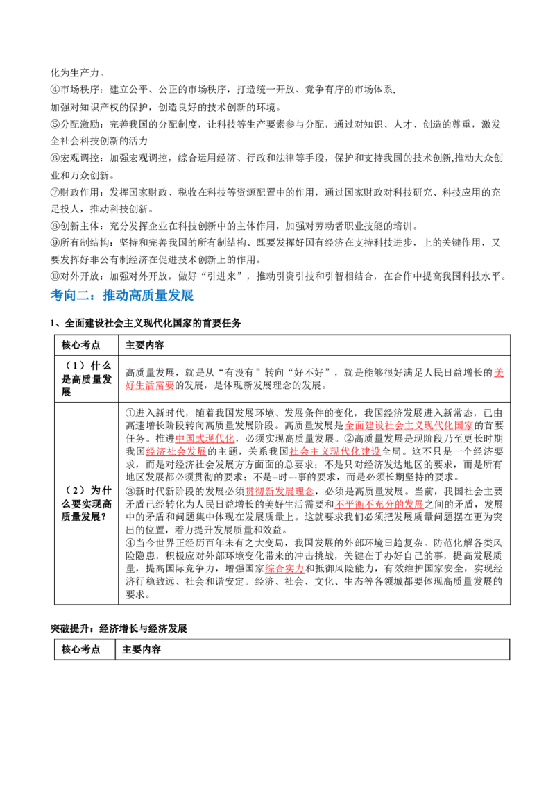 专题04我国的经济发展（讲义）（原卷版）_新高考复习资料_2024年新高考资料_二轮复习资料_2024年高考政治二轮复习讲练测（新教材新高考）_配套讲义（原卷版+解析版）