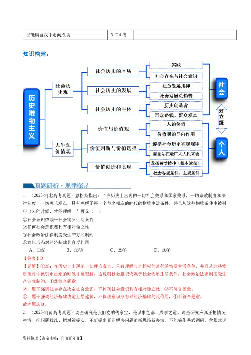 专题09历史唯物主义（讲义）（解析版）_新高考复习资料_2024年新高考资料_二轮复习资料_2024年高考政治二轮复习讲练测（新教材新高考）_配套讲义（原卷版+解析版）