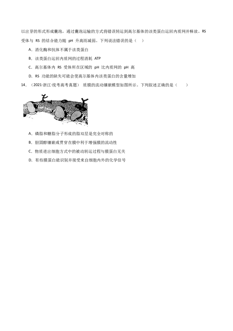 宝典02细胞的结构和功能（3考点+2易错点）（原卷版）_2024年新高考资料_1.2024一轮复习_2024年高考生物一轮复习知识清单