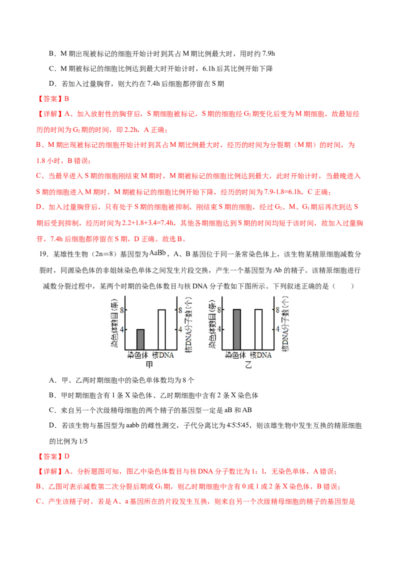 专题三细胞的生命历程（测试）（解析版）_2024年新高考资料_2.2024二轮复习_2024年高考生物二轮复习讲练测（新教材新高考）