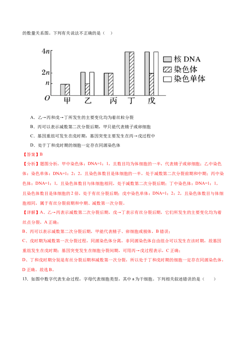 专题三细胞的生命历程（测试）（解析版）_2024年新高考资料_2.2024二轮复习_2024年高考生物二轮复习讲练测（新教材新高考）