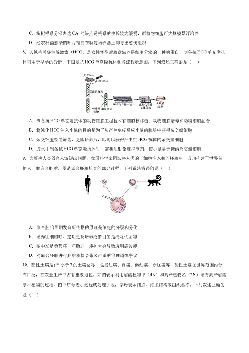 专题八生物技术与工程（测试）（原卷版）_2024年新高考资料_2.2024二轮复习_2024年高考生物二轮复习讲练测（新教材新高考）