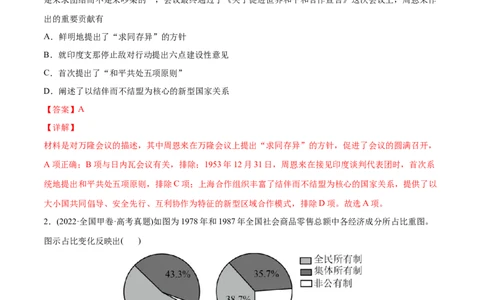 2022年高考历史真题与模拟题分专题训练专题08共和国年轮（1949至今）（教师版含解析）_2024年新高考资料_3.2024专项复习_赠2022年高考历史真题与模拟题分专题训练