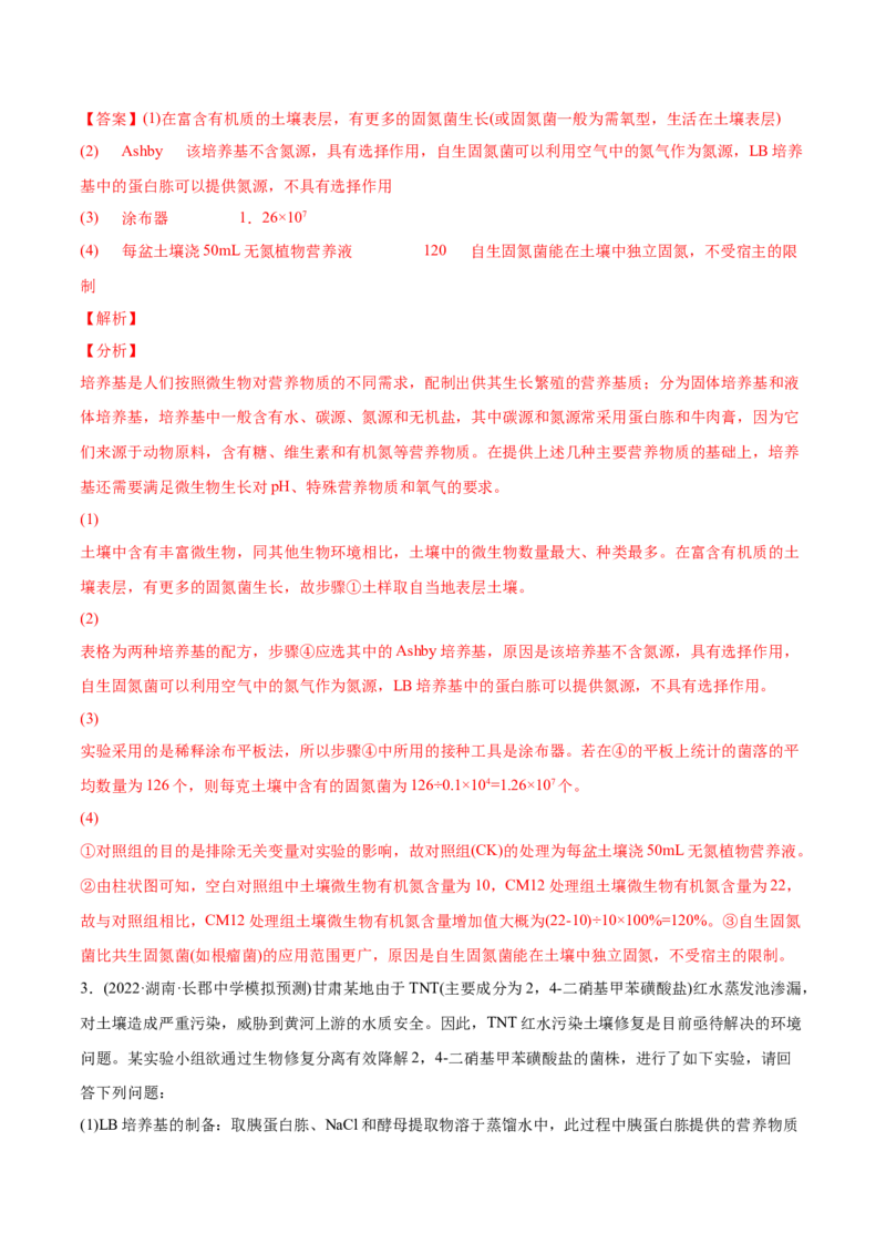 专题13发酵工程-2022年高考真题和模拟题生物分专题训练（教师版含解析）_2024年新高考资料_1.2024一轮复习_赠2022年高考生物真题与模拟题分类