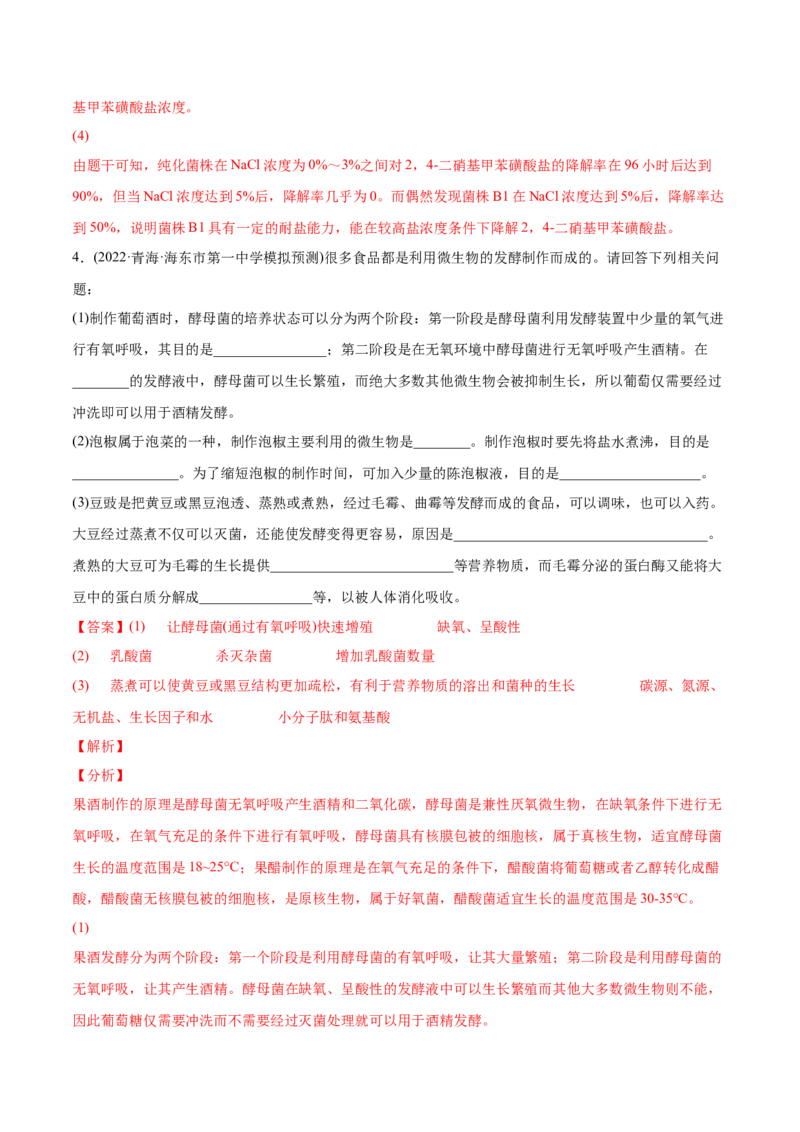 专题13发酵工程-2022年高考真题和模拟题生物分专题训练（教师版含解析）_2024年新高考资料_1.2024一轮复习_赠2022年高考生物真题与模拟题分类