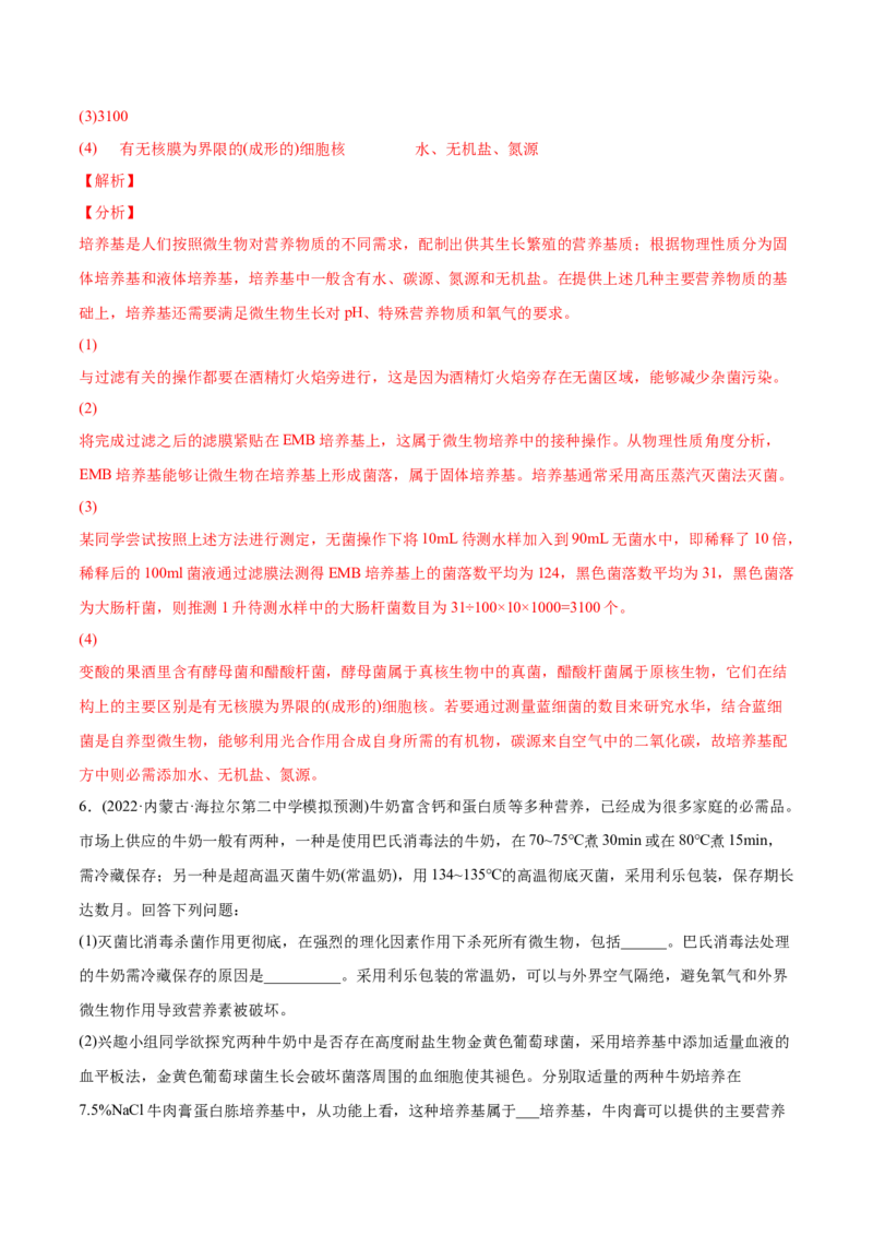 专题13发酵工程-2022年高考真题和模拟题生物分专题训练（教师版含解析）_2024年新高考资料_1.2024一轮复习_赠2022年高考生物真题与模拟题分类