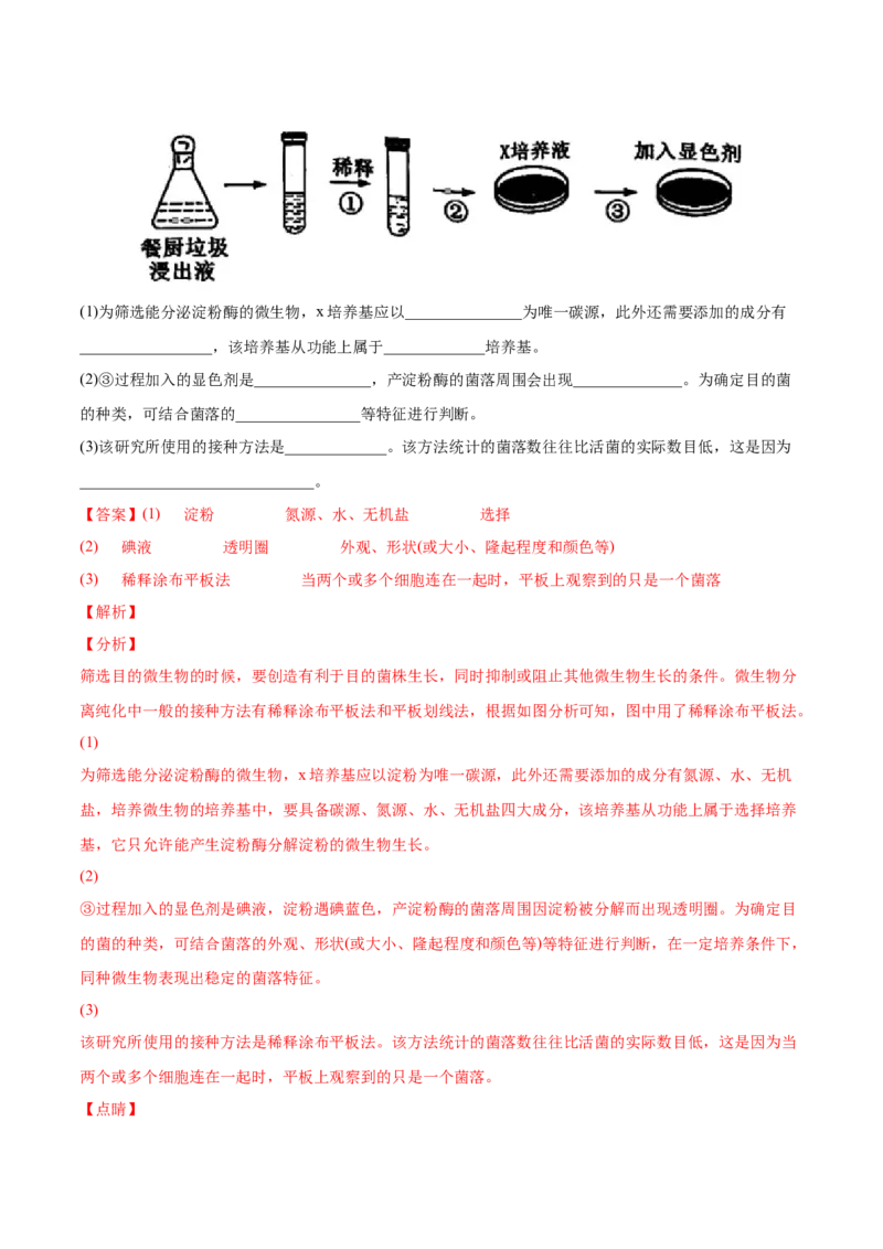 专题13发酵工程-2022年高考真题和模拟题生物分专题训练（教师版含解析）_2024年新高考资料_1.2024一轮复习_赠2022年高考生物真题与模拟题分类