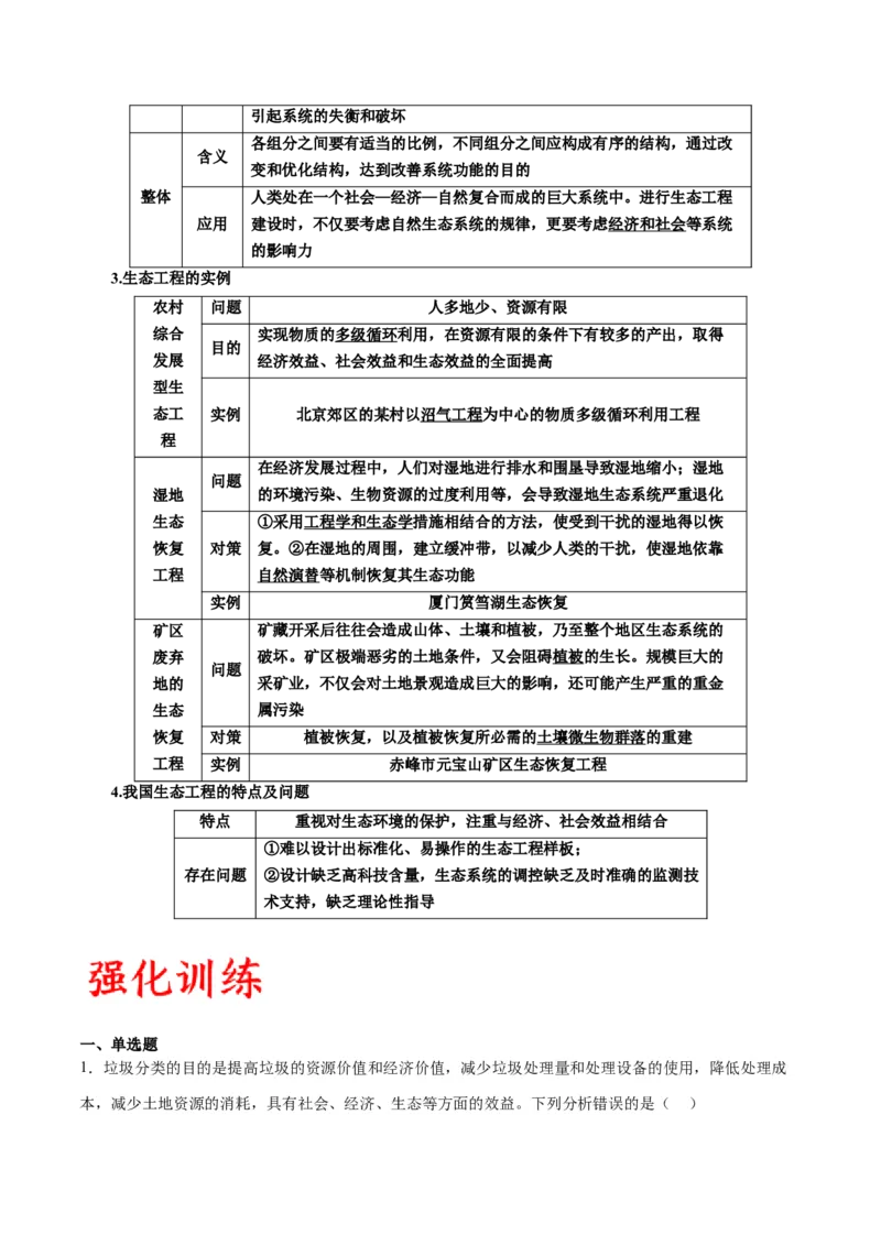 专题37人与环境、生态工程（原卷版）_2024年新高考资料_3.2024专项复习_备战2024年高考生物一轮复习重难点专项突破_专题37人与环境、生态工程-备战2024年高考生物一轮复习重难点专项突破