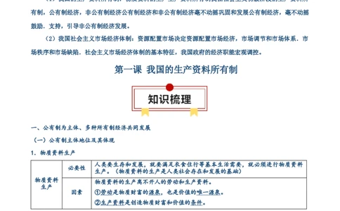 必修二《经济与社会》核心考点-上好课2025年高考政治一轮复习知识清单（新高考专用）_新高考复习资料_2025年新高考资料_2025年高考政治一轮复习知识清单