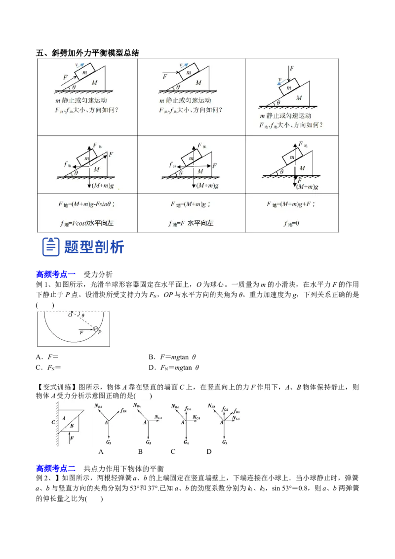 2.3受力分析、共点力的平衡（讲）--2023年高考物理一轮复习讲练测（全国通用）（原卷版）_04高考物理_通用版（老高考）复习资料_2023年复习资料_一轮复习
