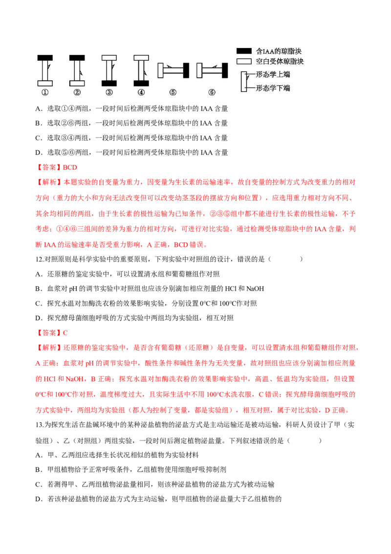 专题02实验评价与改进类（解析版）_2024年新高考资料_2.2024二轮复习_备战2024年高考生物实验专项突破3143686_专题02实验评价与改进类-备战2024年高考生物实验专项突破