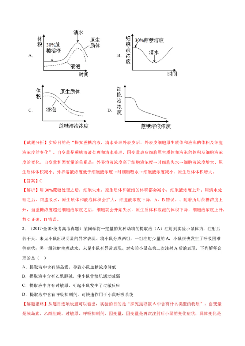 专题02实验评价与改进类（解析版）_2024年新高考资料_2.2024二轮复习_备战2024年高考生物实验专项突破3143686_专题02实验评价与改进类-备战2024年高考生物实验专项突破